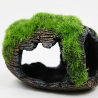 Mossy Barrel Aquarium Ornaments and Aquarium Cave, Resin Hollow Hiding Shelter for Small Fish, Textured Aquarium Decoration, 1 Piece
