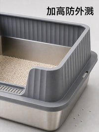 Stainless Steel Cat Litter Box, Extra Large, Thickened, Open Top, Anti-Splash, Easy to Clean, Corrosion-Resistant