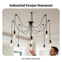 Industrial Pendant Fixture Retro Design Industrial Web Chandelier Vintage Evoking Adjustable Multi-Wire Ceiling Lamp for Bar, Cafe, Kitchen Island