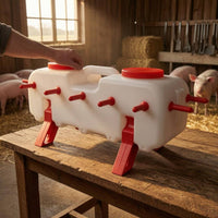 14-Outlet Milk Dispenser Red Accents Piglet Milk Dispenser Screw Lids