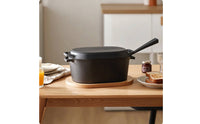 Rectangular Dutch Oven Uncoated Cast Iron Loaf Pan with Lid Pre-Seasoned Baker for Bread Cooking