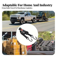 High Strength Automatic Tie-down Easy Release Button Automatic Tie down Strap Tangle-Effortless for Movers, Boaters, Trailers