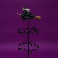 Spooky Witch Wind Wind Spinner Kinetic Wind Wind Spinner with Witch Topper Whimsical Halloween Lawn Ornament Fantasy for Decorators