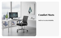 Ergonomic Design Mesh Back Side Chair with Arms Thickened Seat Cushion Mesh Back Sled Chair Long-Lasting Construction Office Furniture Space-Saving for Home Users, Students, Conference Attendees, Dormitory, Study Room, Lobby