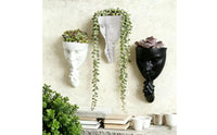 Decorative Face Wall Planter Open Top Wall Hanging Pot Compact Face Planter Boho Style for Small Plant Display