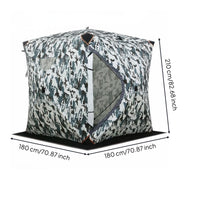 Windproof Insulated Ice Fishing Tent Waterproof Automatic Quick-Setup Ice Shelter Heavy-Duty Material Thickened Cotton Padded Tent Reinforced Frame For