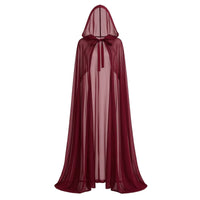 Hooded Cape Translucent Hooded Cloak Lightweight for Photo Shoots, Masquerade