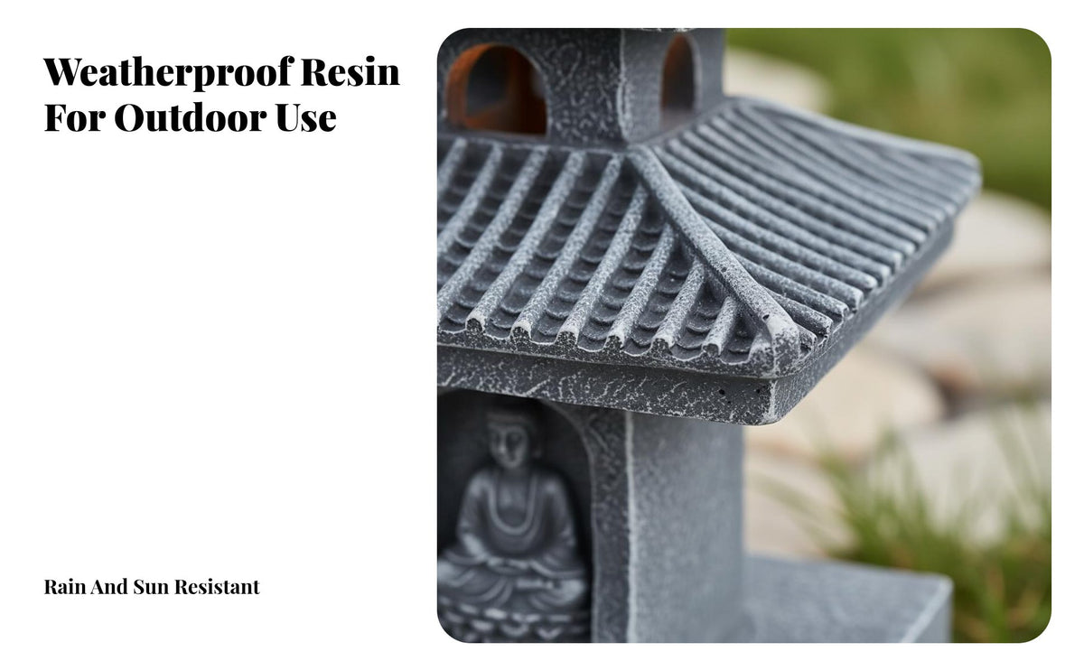 Buddha Pagoda Statue Light Solar Pagoda Lamp Resin Stupa Light for Yard Patio Pathway