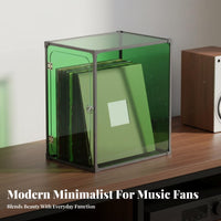 LP Album Storage Box Minimalist Design Vinyl Record Storage Box Dustproof Acrylic LP Display Case for Audiophiles, Desktop, Bookshelf