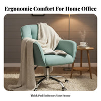 Height Adjustable Upholstered Rolling Chair Minimalist Design Office Furniture Ergonomic spine supportrest Padded Seat for Home Workers, Students, Adults, Study Room, Bedroom