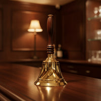 Brass Hand Call Bell with Wooden Handle Handheld Brass Hand Bell Polished for Teachers, Collectors, Home Decor, Classroom, Reception Desk