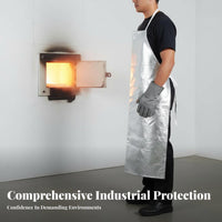 Aluminum Foil Apron Spill-Resistant Heat Resistant Apron Retardant Work Smock for Foundry Workers, Welders, Smelting, Metal Joining