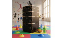 5 Pieces Multi-Height Plyometric Box Space-Saving Stackable Jump Box Heavy-Duty Jumping Exercise Instructor Non-Slip for Athletes, Fitness Enthusiasts, Home Gym