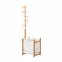 Multi-Functional Coat Rack with Laundry Hamper Allsingle-All-in-Single Storage Freestanding Entryway Organizer Space-Saving Clothing Stand Detachable Basket for Apartment Dwellers, Students, Homeowners, Hallway, Bedroom, Dorm Room
