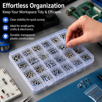 Large 12L Multi Compartment Storage Boxes with Lids, Clear Transparent Parts Organiser Box, Stackable for Garage, Craft