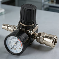 140 PSI Air Regulator with Gauge Square Body Air Compressor Regulator Metal Housing Pressure Reducing Valve Adjustable Knob for Workshop