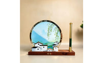 Pen Stand with Wooden Base Classic Paintbrush Cup Compact Ornament for Collectors, Professionals, Study, Office
