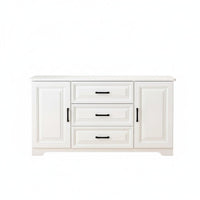 Contemporary Television Cabinet with Storage Sturdy Construction White TV Stand Rounded Corners Modern Entertainment Center for Small Areas, Bedroom