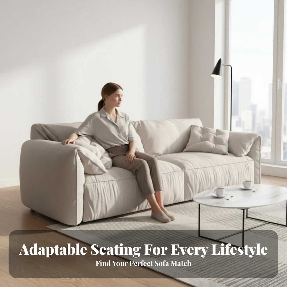 Luxuriously Soft Minimalist Sofa Italian Design Couch Modern Design & Aesthetic Living Room Seating for Apartment Dwellers, Young Adults, Lounge Area