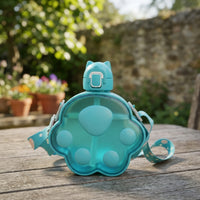 Cat Paw Water Bottle Sip & Go Bottle with Straw and Strap Reusable