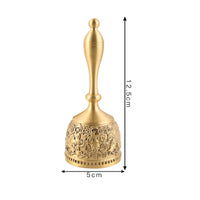 Polished Finish Brass Hand Bell Ornate Metal Desk Bell Loud Clear Chime Home Decor Engraved Pattern for Classroom