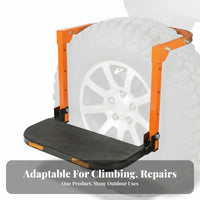 Foldable Hook-on Tire Step Orange Vehicle Tire Step Steel Non-Slip Surface for Outdoor