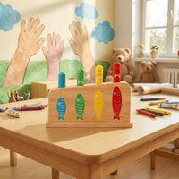 Wooden Jumping Game Toy Grasping Wooden Peg Game Colorful Graphics