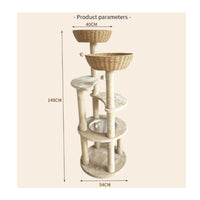 Multi-Level Cat Sisal-Wrapped Posts-Wrapped Soft Cat Climbing Structure Clear Round Inset Scratching Surface Structure