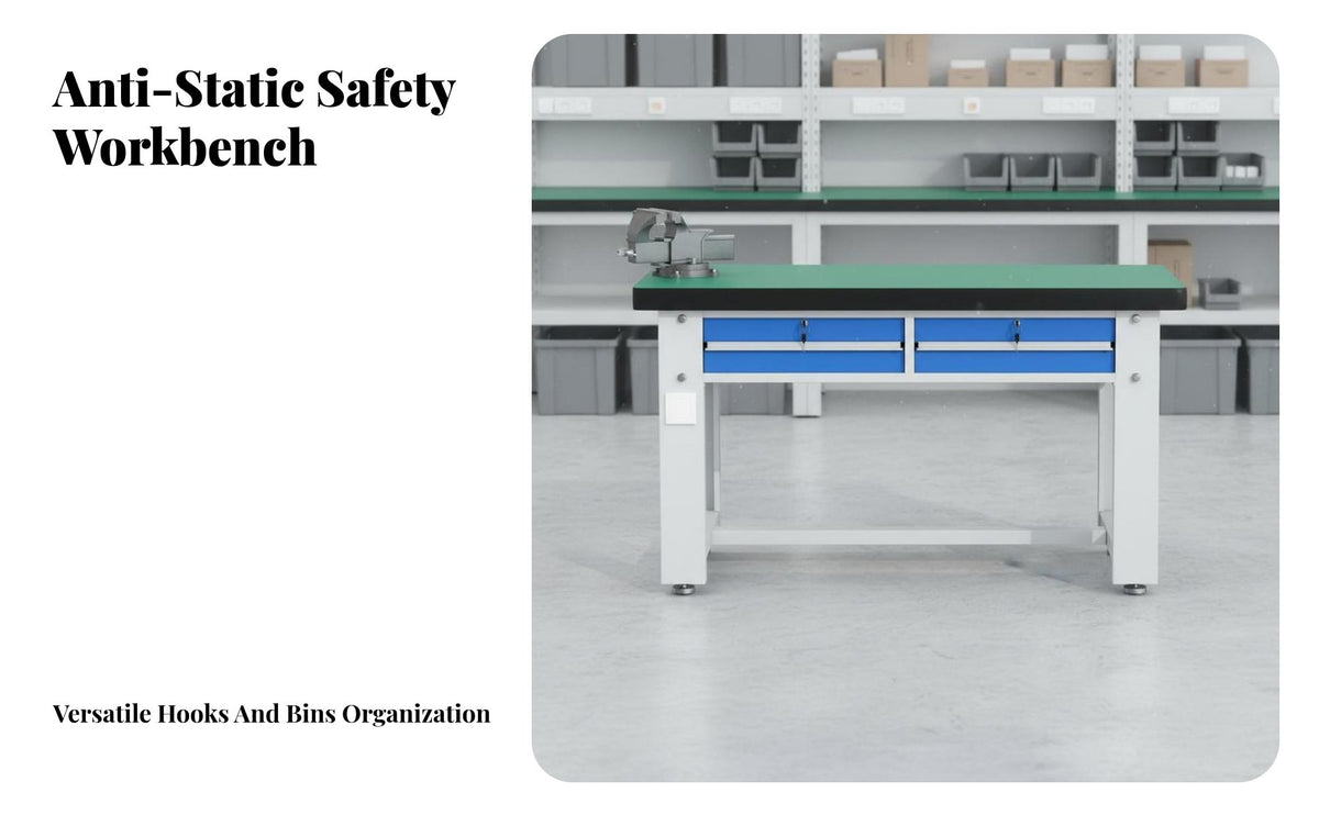 Anti Work Table High Load Capacity fitter's Bench Wear-Resistant Heavy Duty Work Station for Fitters, Technicians, Factory, Warehouse, Basement