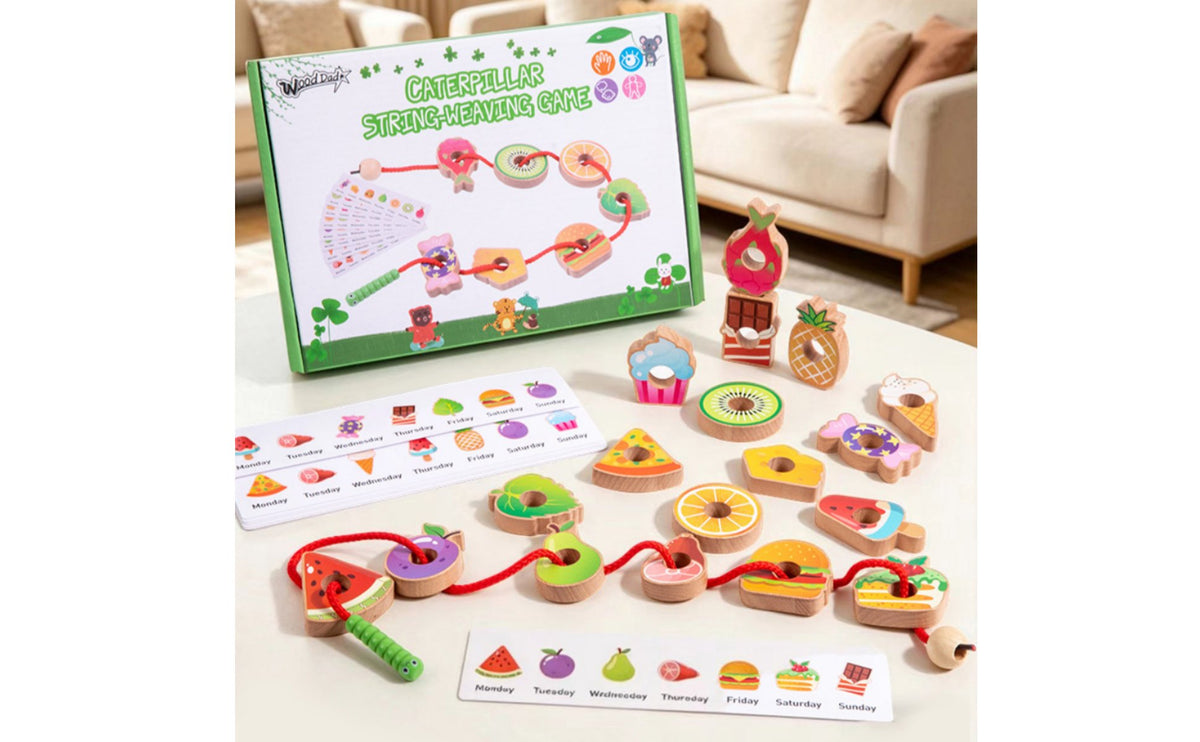 Stringing Educational Play Wooden Bead Puzzle Reasoning Thinking Wooden Threading Game for Kids