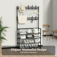Complete Design composite Coat and Shoe Rack Multifunctional Coat and Shoe Rack Combo Space-Saving Entryway Organizer Multi-Functional hangers for Families, Students, property owners, Hallway, Mudroom, Dorm Room, Bedroom