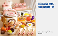Kids Kitchen Toy Rice Cooker, Steam Spray Playset, Multifunction Pretend Cooking Set with Light & Sound, Early Education, Boys & Girls