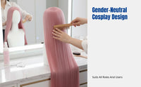 Cosplay Wig, Long Straight Black Hair, Middle Part, High Temperature Fiber, Unisex, Multiple Colors