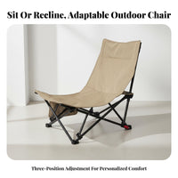 Foldable Adjustable Recliner Ergonomic Design Camping Chair Thickened Headrest Portable Seating Stable Frame for Beachgoers, Homeowners, Fishing, Beach, Deactivatedice, Poolside