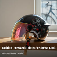 Half Shell CCC Certified Half Shell Helmet with Visor Breathable Liner Impact-Absorbing Gear for Men, Commuting