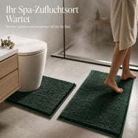Chenille U-Shaped Toilet Mat and Bath Rug Set, Absorbent Non-Slip Bathroom Floor Mat