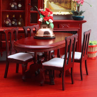5 Pieces Dollhouse Dining Table and Chairs Ready to Use Dollhouse Dining Set Wood Miniature-Home Decor