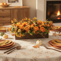 Artificial Flower Arrangement with Wooden Box Rustic Floral Centerpiece with Wooden Completely Full Artificial Floral Centerpiece
