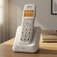 Backlit LCD Cordless Landline Telephone Numeric Keypad Handset Phone Memory Keys Base Station Phone Call Buttons