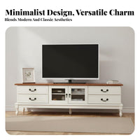Solid Wood TV Stand Sturdy Design TV Stand with Storage Cable Management Hole Wooden Media Cabinet with Storage for Small Apartment Dwellers, Bedroom