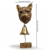 Dog-Themed Welcome Door Chime Antique Vintage Bronze Canine Door Bell Vintage-Style with Welcome Sign for Entryway
