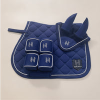 Horse Riding Set with Leg Wraps Comfortable Saddle Pad and Ear Bonnet All-Purpose Saddle Pad with Ear Bonnet for Equestrians