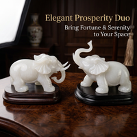 Stone Elephant Statue Decor, Feng Shui Elephants Pair Statues, Decorative Elephant Figurines for Home, Elephant Ornament