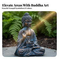 Solar Buddha Statue Automatic On/deactivate Buddha Lotus Brightness Tranquil Garden Brightness Hand-Painted Outdoor Decoration