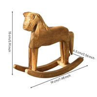 Wooden Rocking Horse Hand-Carved Rocking Horse Figurine Farmhouse for Shelf