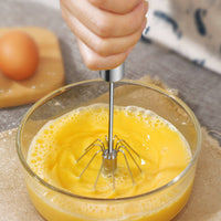 Semi-Automatic Egg Beater Stainless Steel Handheld Egg Beater Whisk with Spring Head Easy to Use Utensil Long-Lasting