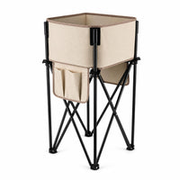 Portable Foldable Storage Rack Metal Frame Textile Storage Bin Open Top Bin Shelf Organizer Cylindrical for Outdoor