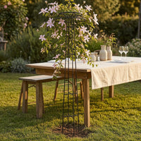Tall Fungus Top Trellis Cross Braces Metal Climbing Trellis Tapered Frame Garden Structure Decorative Design for Courtyard