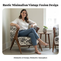 3 Pieces Japanese rustic aesthetic typePiece cafe Set Vintage Design Curved Wood Frame Armchair and Table Designer Look Conversation Group Minimalist look for Interior Designers, Cafe Owners, Hotel Managers, Reception Area, Living Room, Balcony, Porch