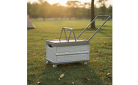 Rolling Storage Box with Wood Lid Wheeled Storage Chest with Handle Rugged for  , Picnic